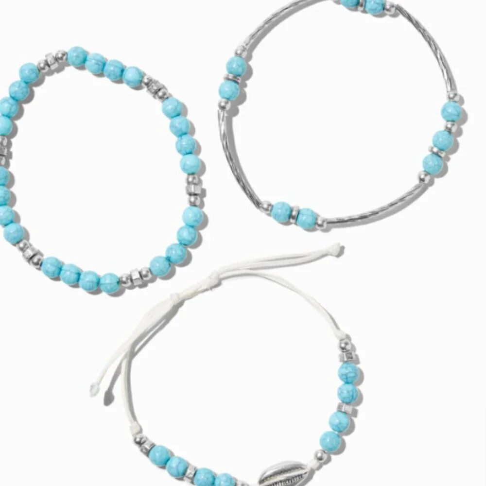 Icing Turquoise Bead & Seashell Bracelet Set